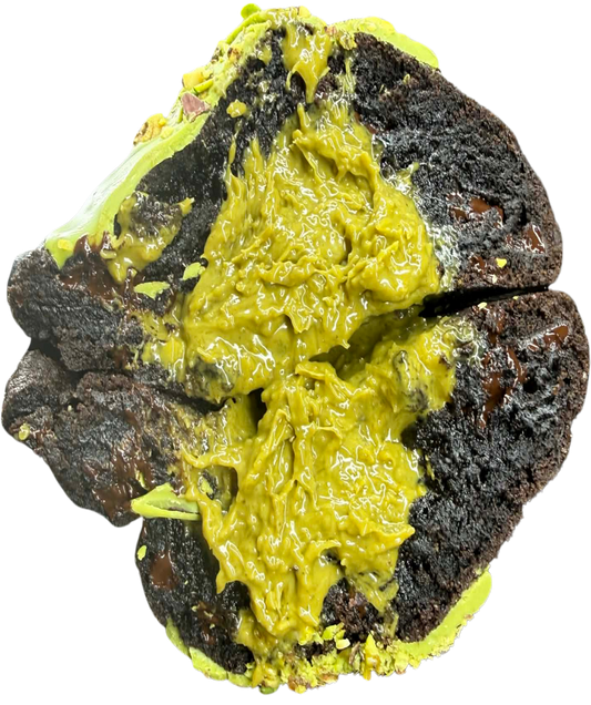 Pistachio Kunafa New York style cookie with dark chocolate, pistachio spread and crispy kataifi